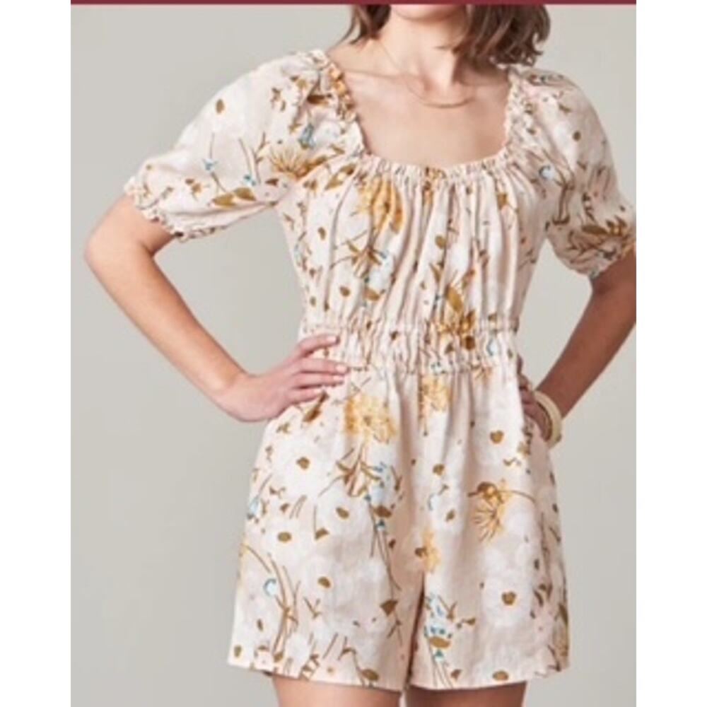 Spartina 449 Audrey 100% Linen Floral Romper Size XS